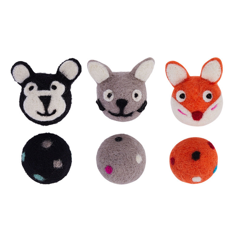 Interactive Felt Cat Toy Ball