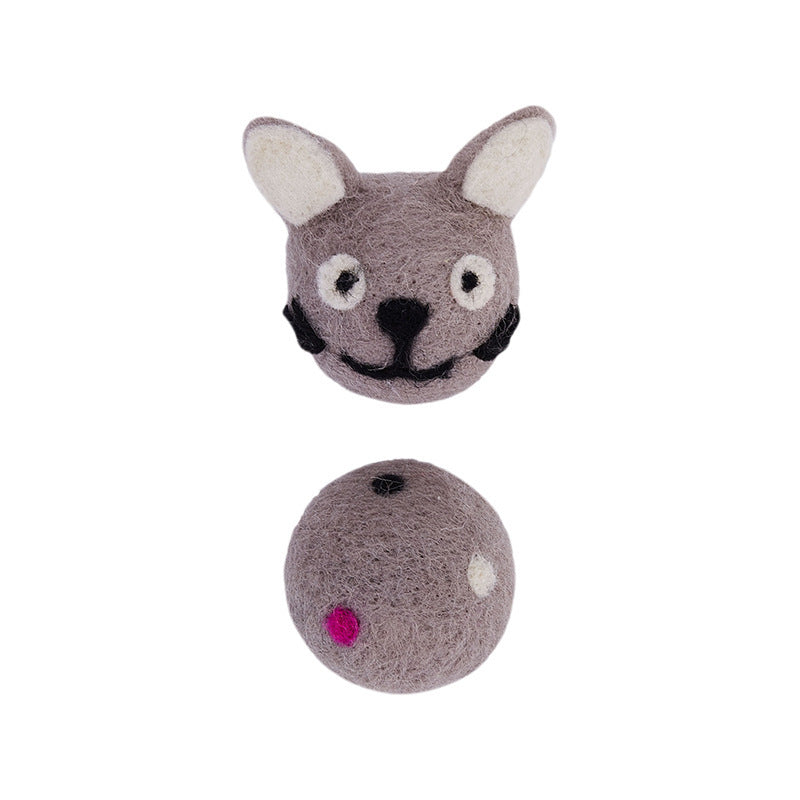 Interactive Felt Cat Toy Ball