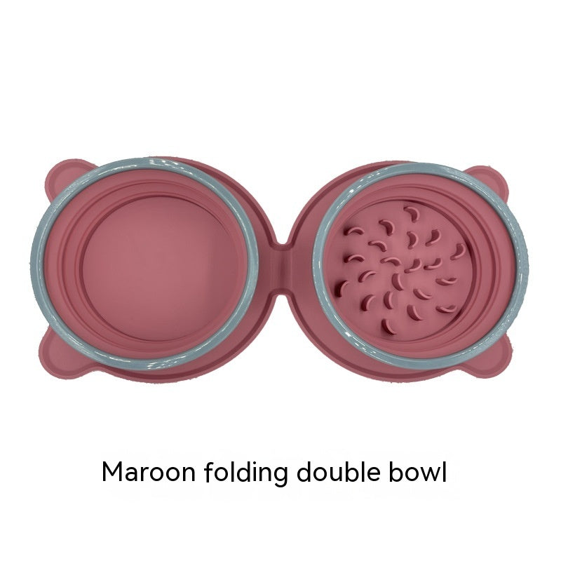 Portable Foldable Double Pet Bowl